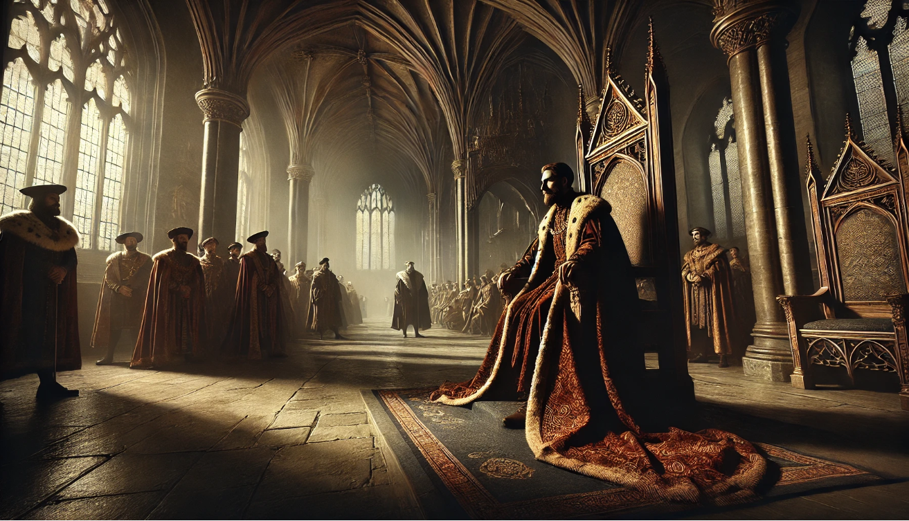 "King in grand hall"