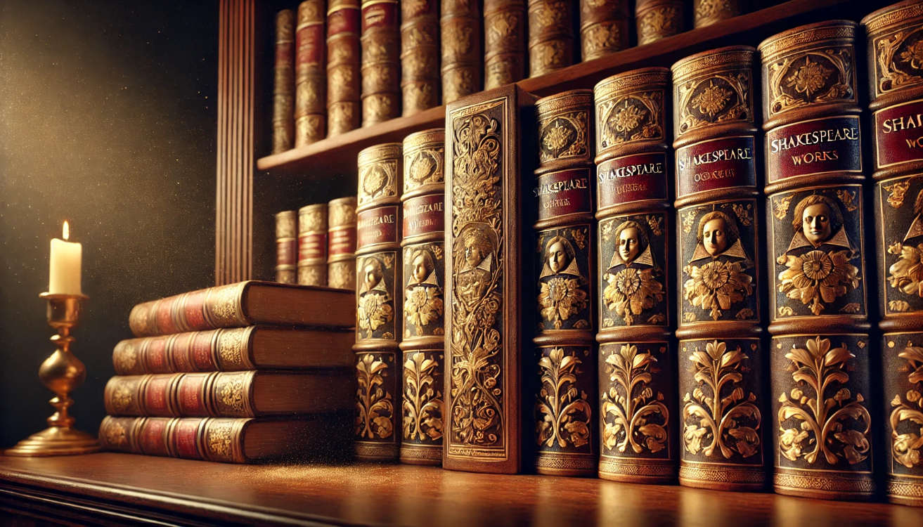 Shakespeare antique books shelf

