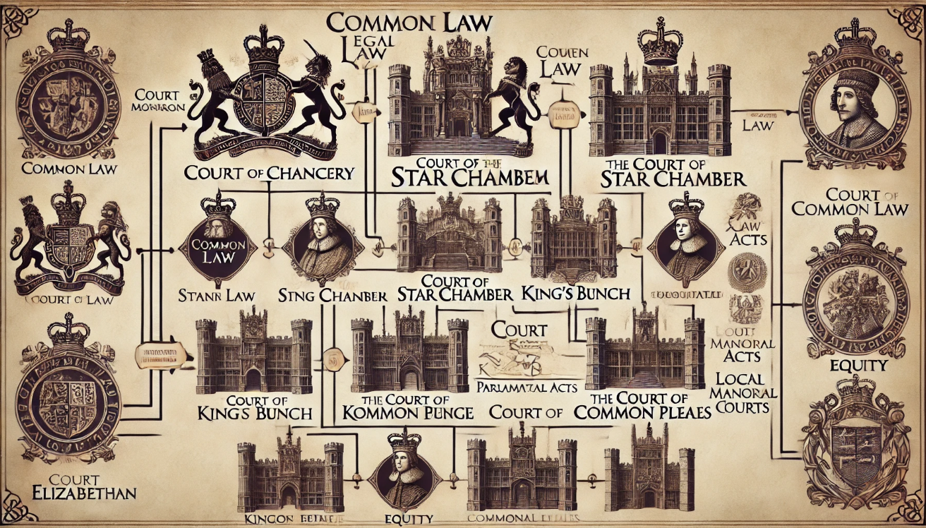 "Elizabethan court system diagram"