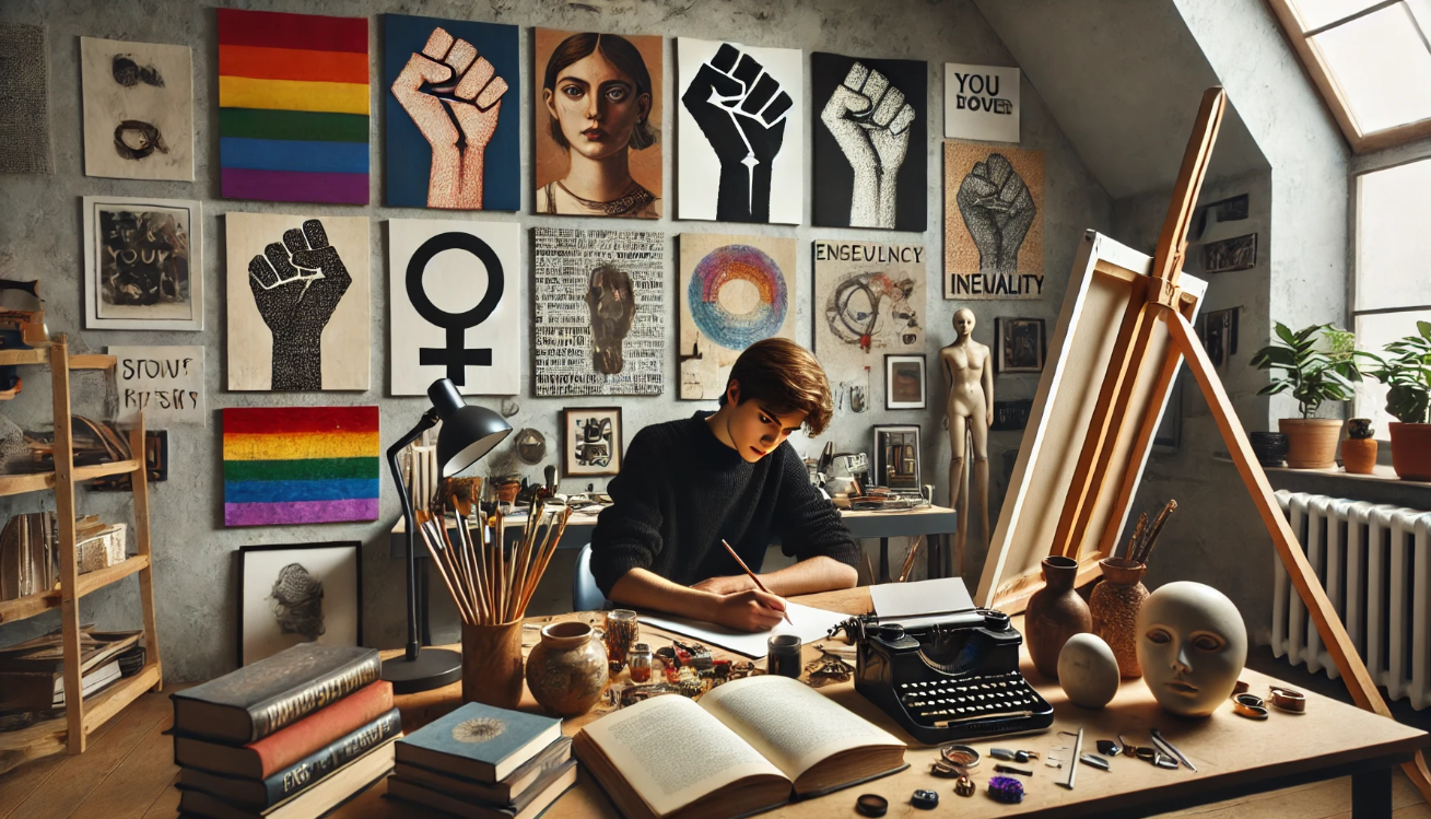 "Artist in activist studio"