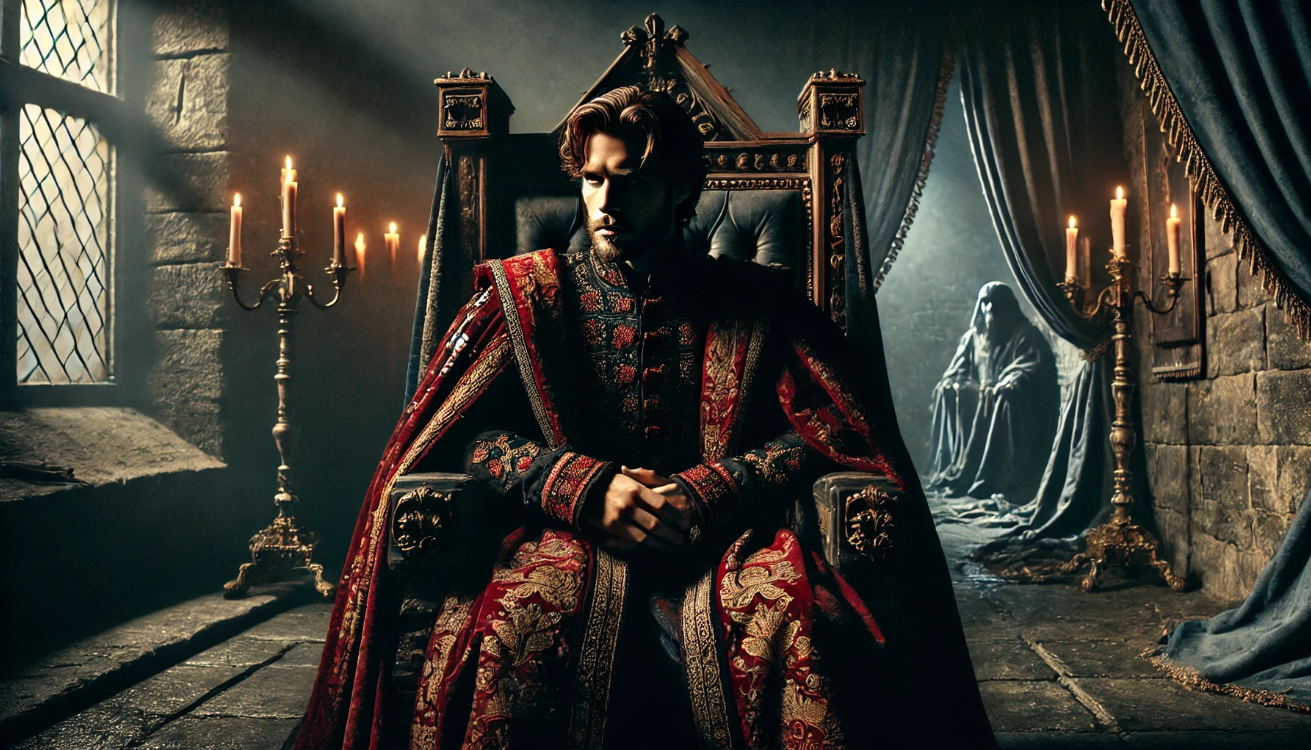 "Kingly figure in throne"