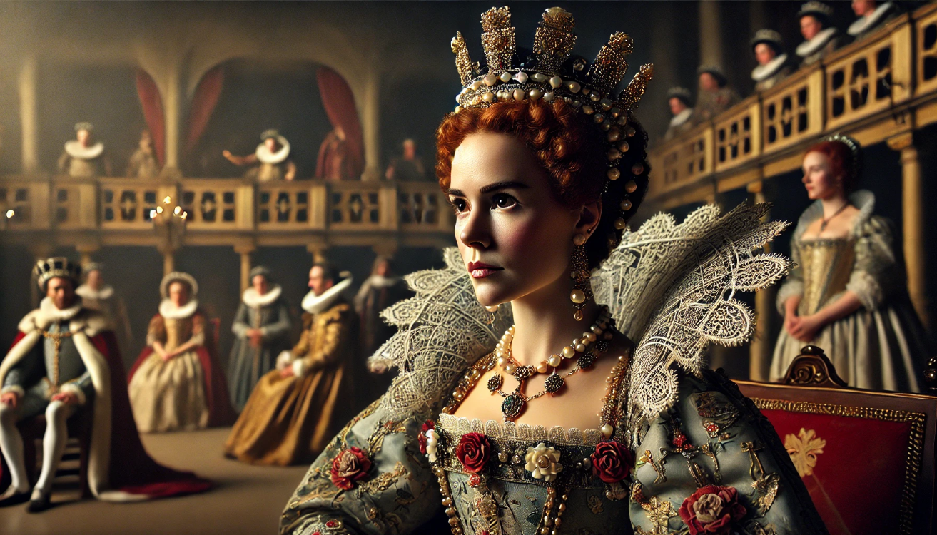 "Regal court with nobles"