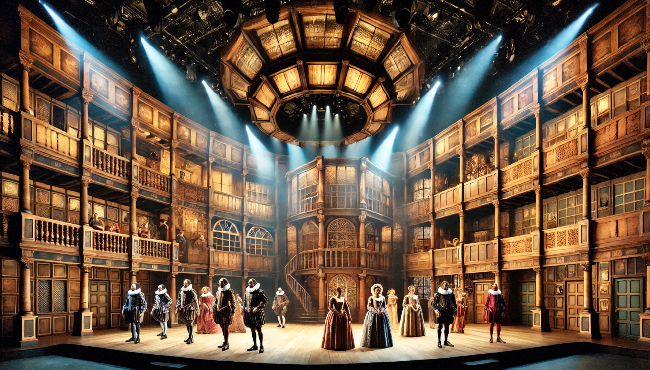"Elizabethan theater stage performance"