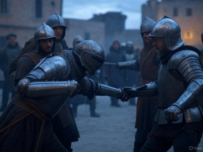 "Knights in armored combat"