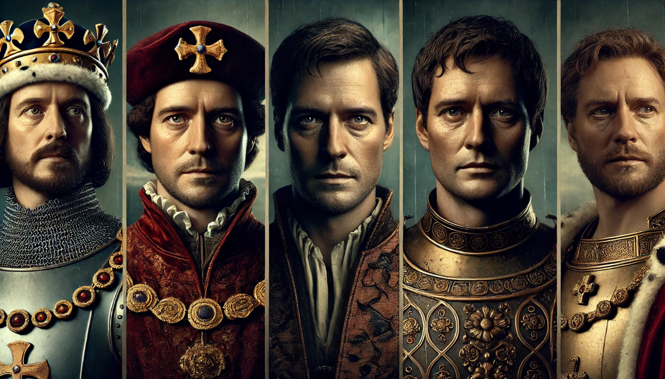 "Regal figures in armor"