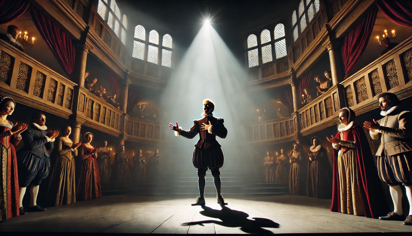 Elizabethan actor on stage

