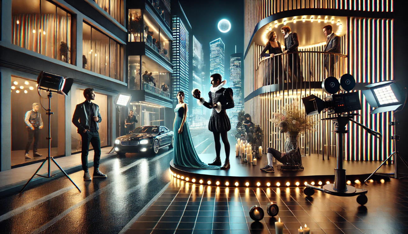 Modern Shakespearean film set

