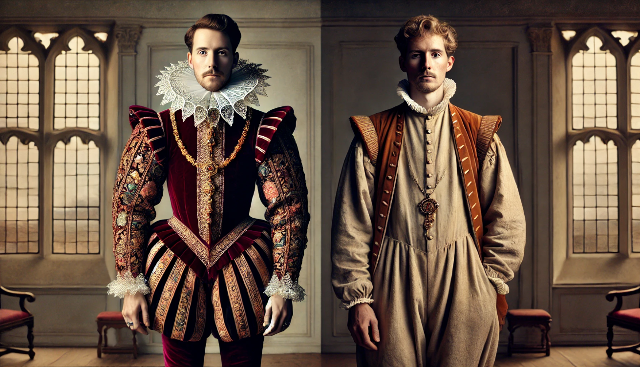 Two men in Elizabethan attire.