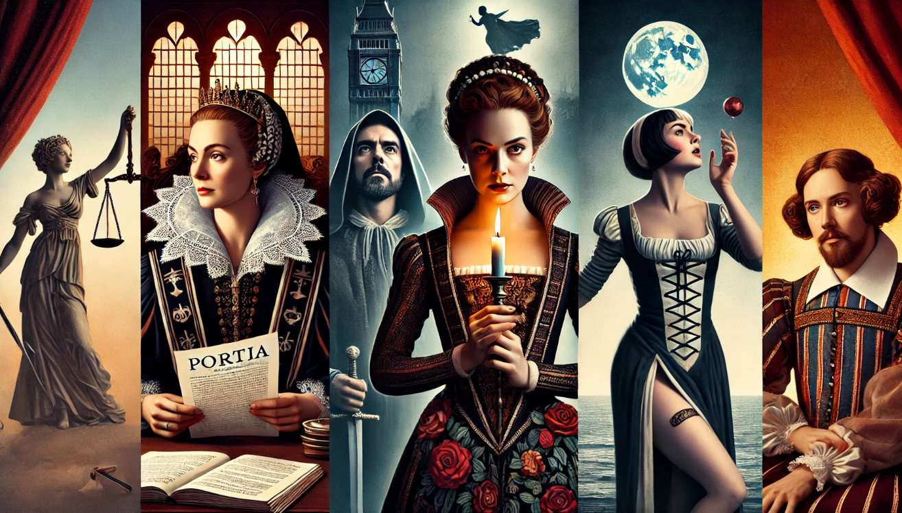Shakespearean heroines in collage

