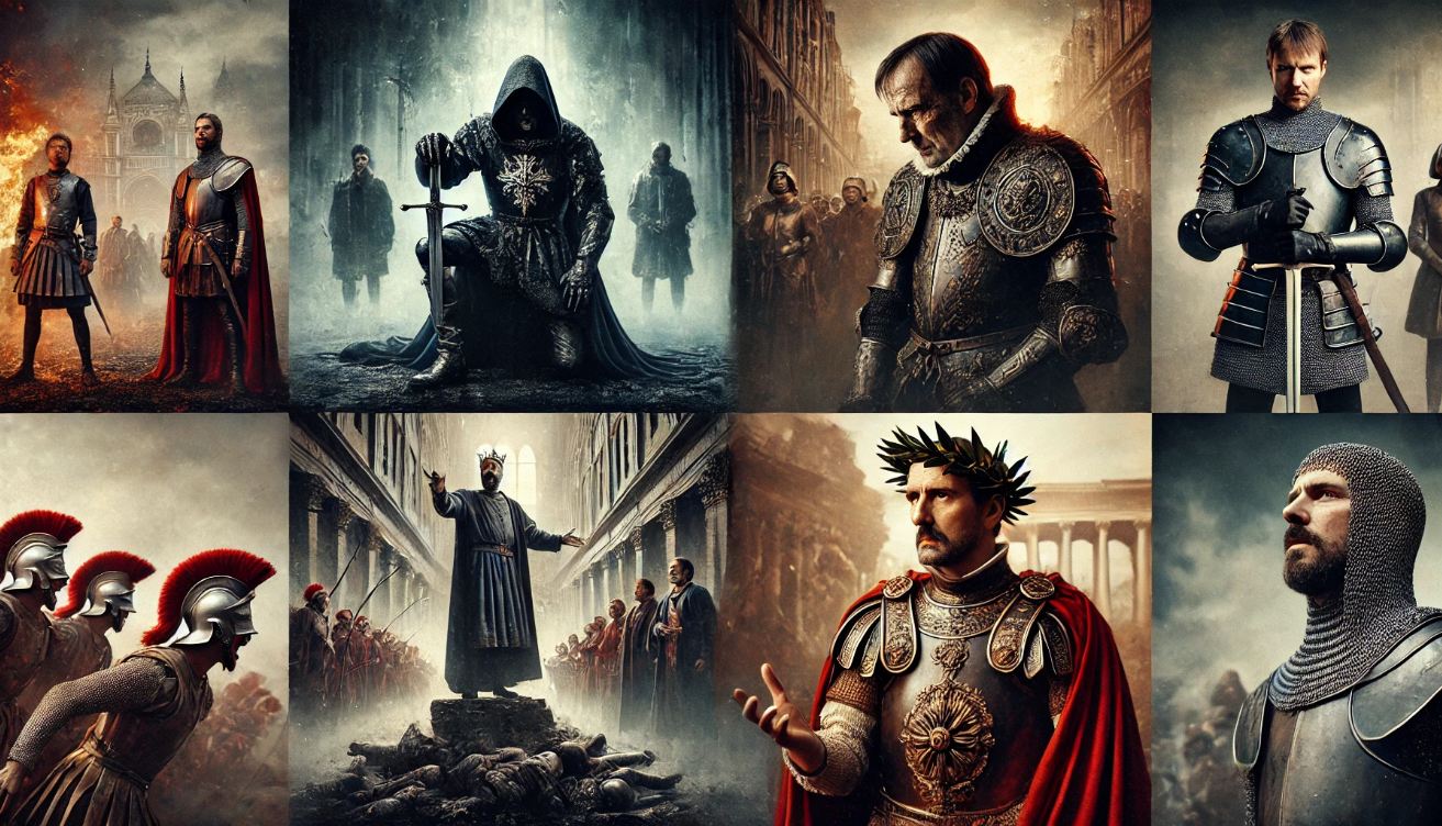 Collage of armored warriors