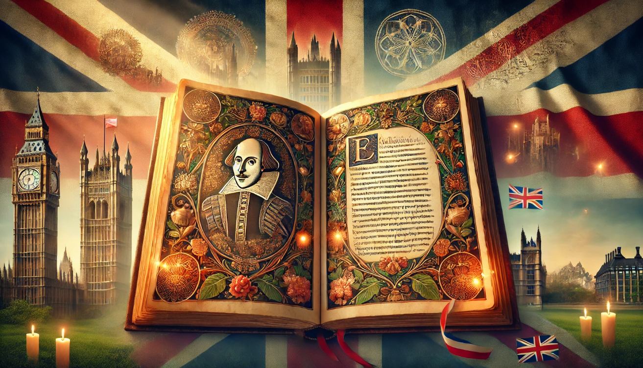 Shakespeare book with landmarks.