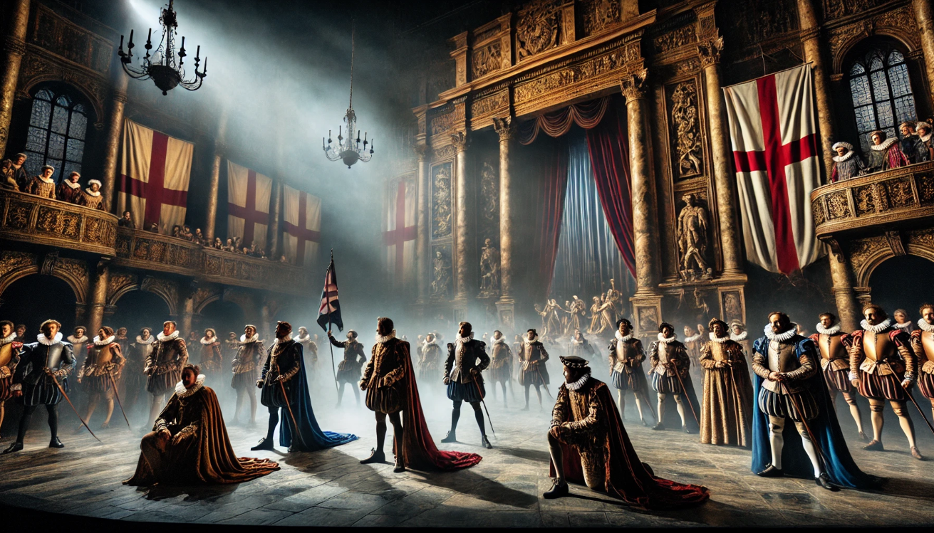 "Royal Elizabethan theater performance"