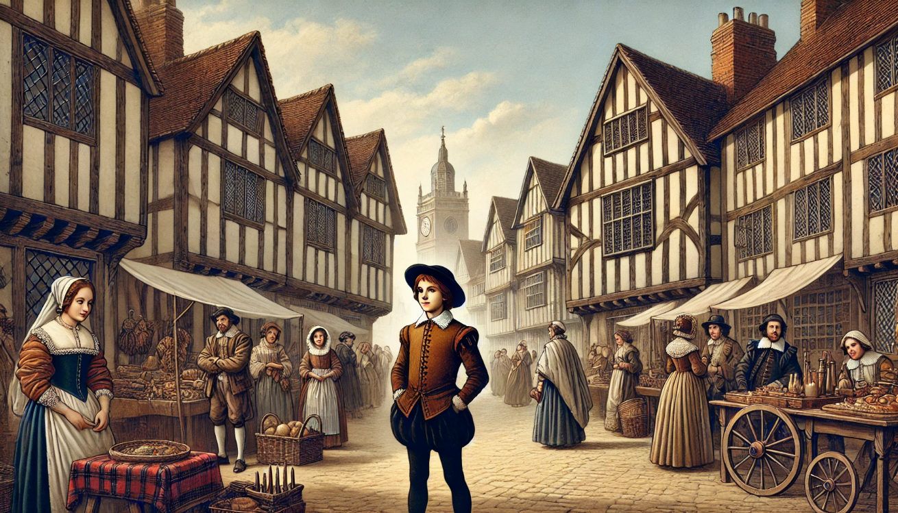 Historic market street scene