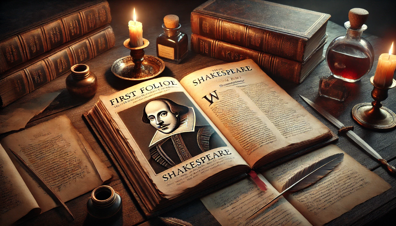 Shakespeare book with candles