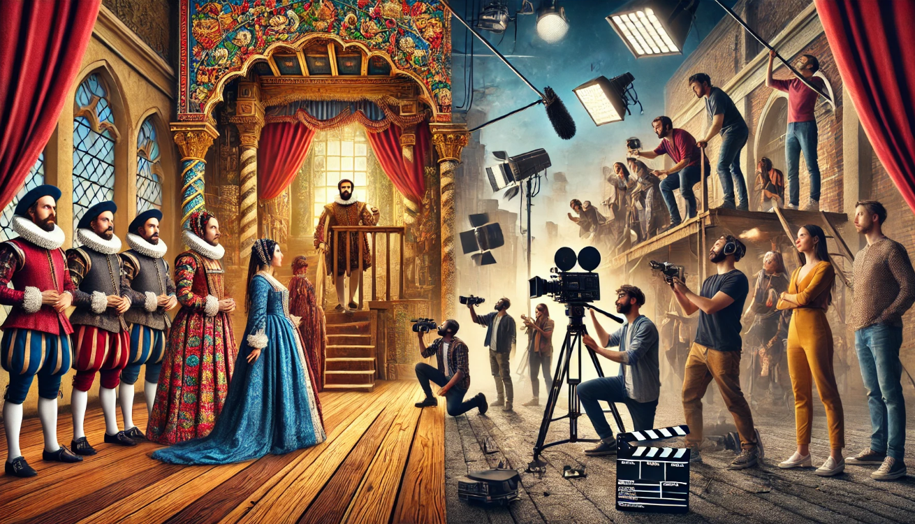 Shakespeare play filming set