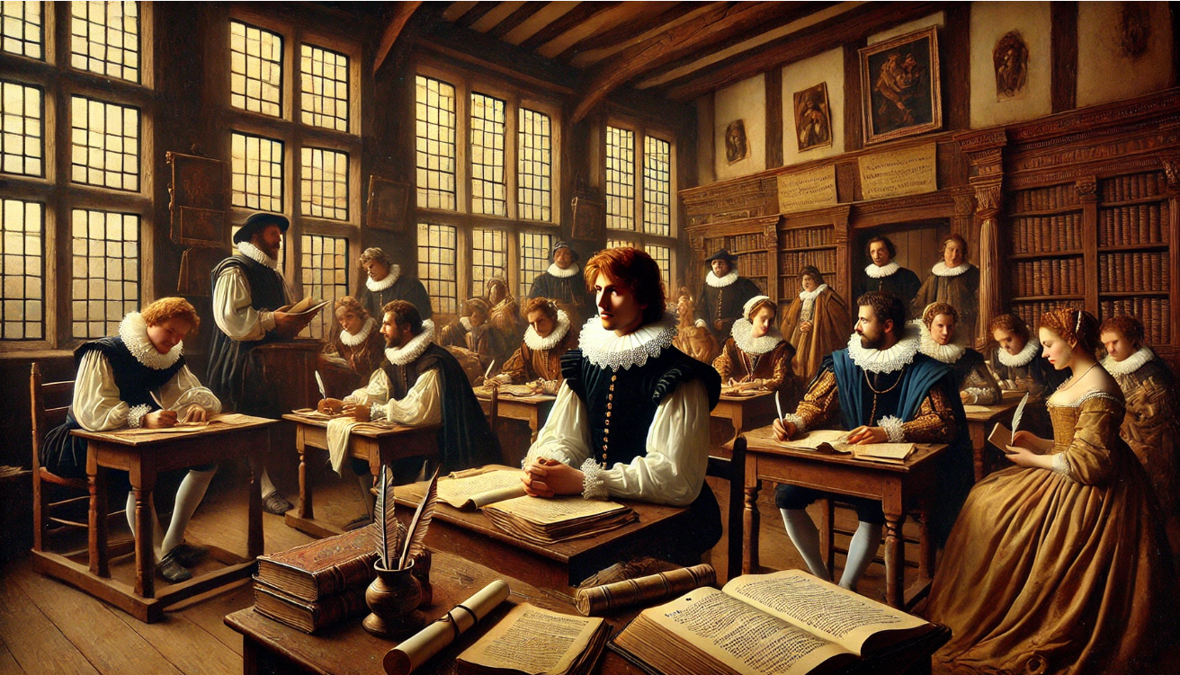 Renaissance classroom study scene
