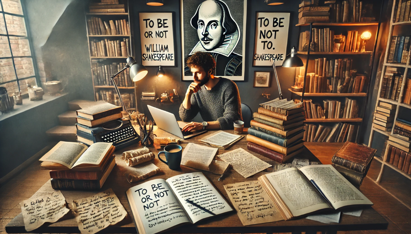 Modern writer studies Shakespeare

