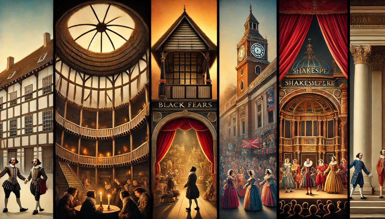 "Shakespearean theater collage"