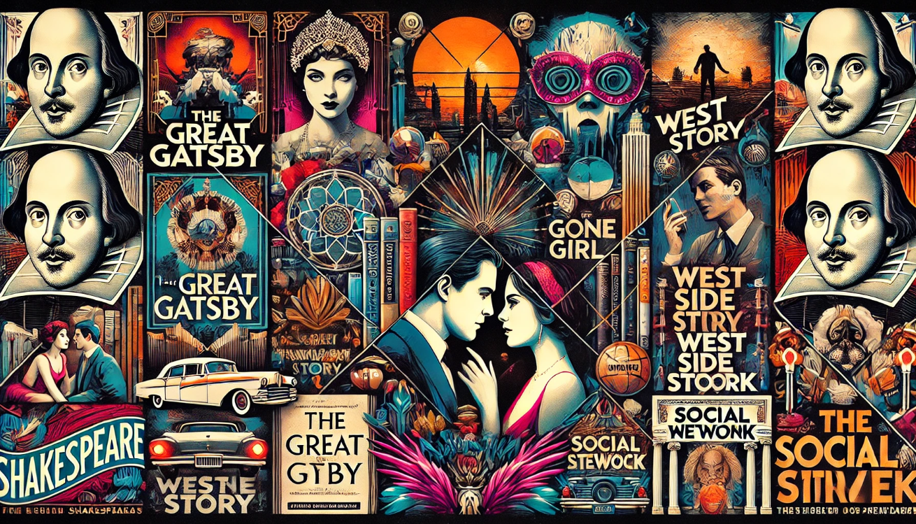 "Vibrant movie poster collage"