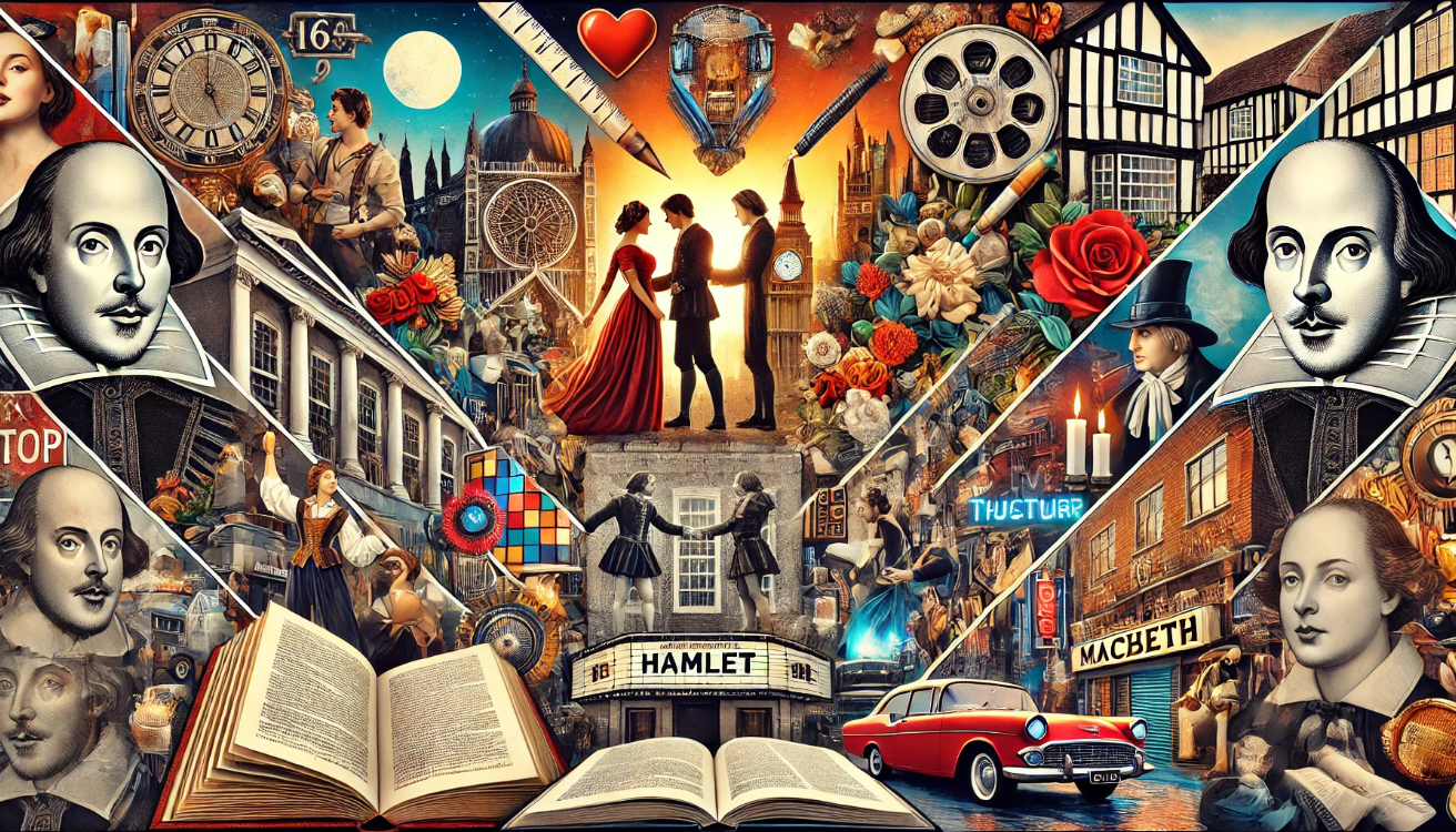 Vibrant Shakespearean collage artwork