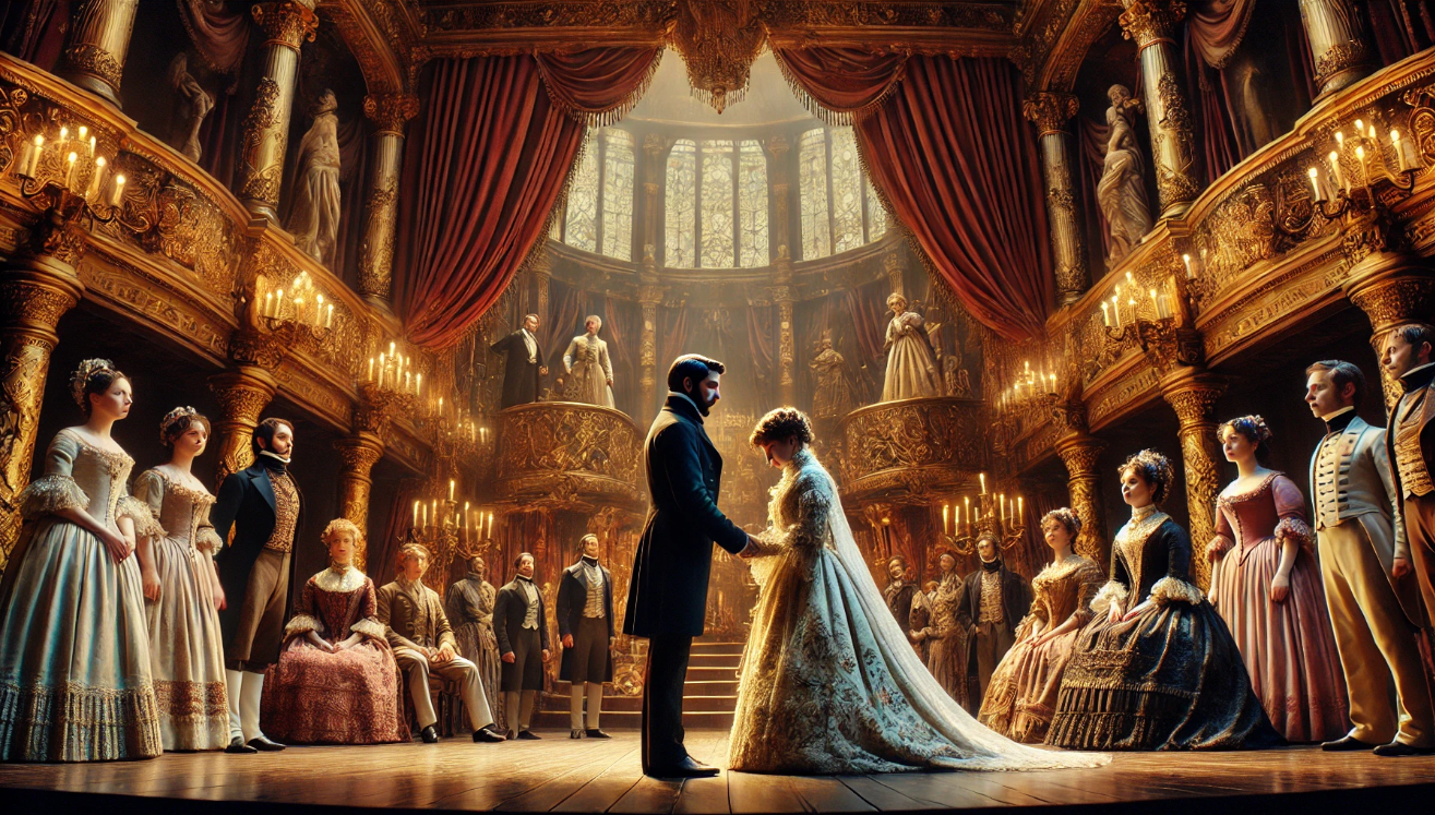 Elegant Victorian wedding scene