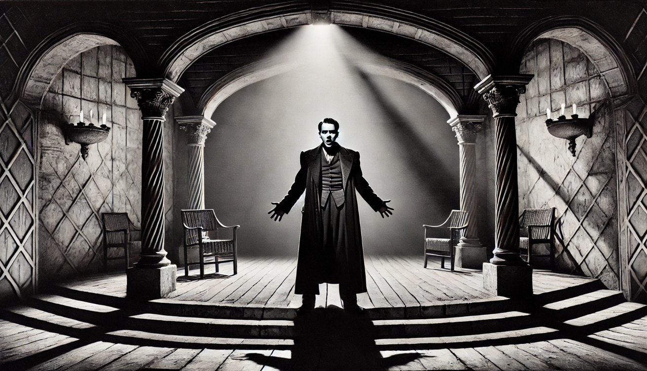 Dramatic gothic figure posing