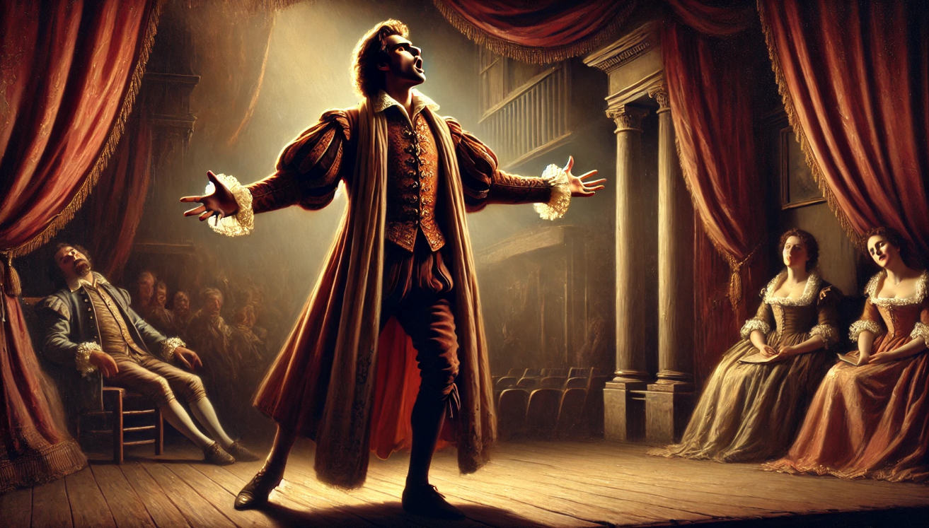 Dramatic Renaissance stage performance