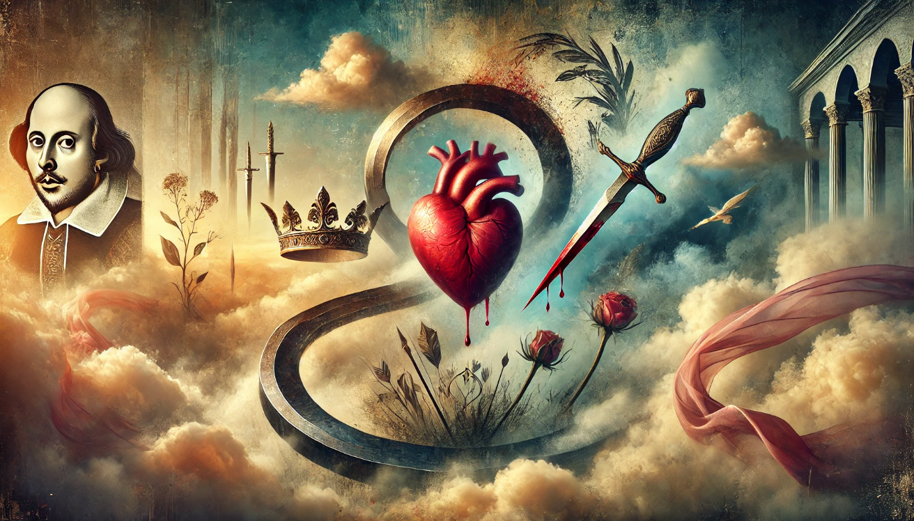 Abstract Shakespearean theme symbols

