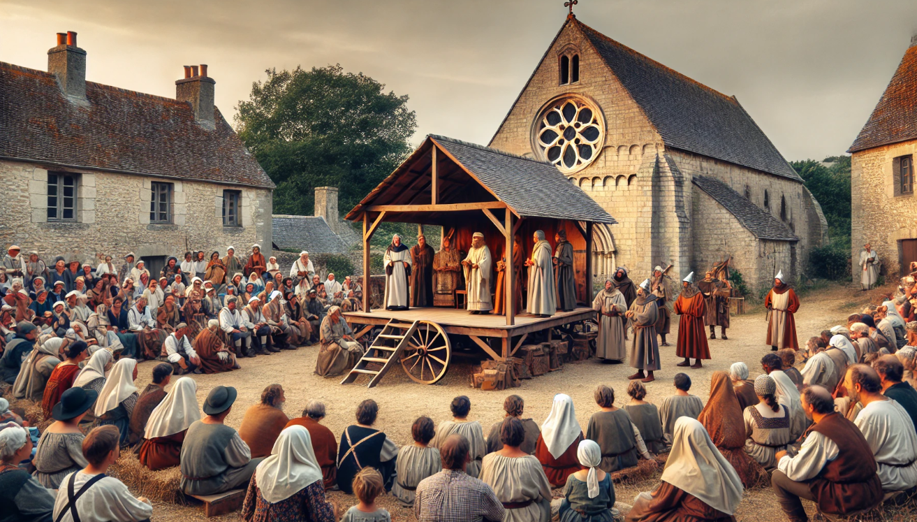 Medieval mystery play performance

