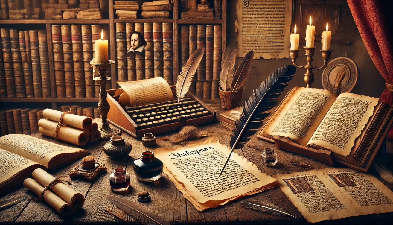 Shakespeare writing desk scene

