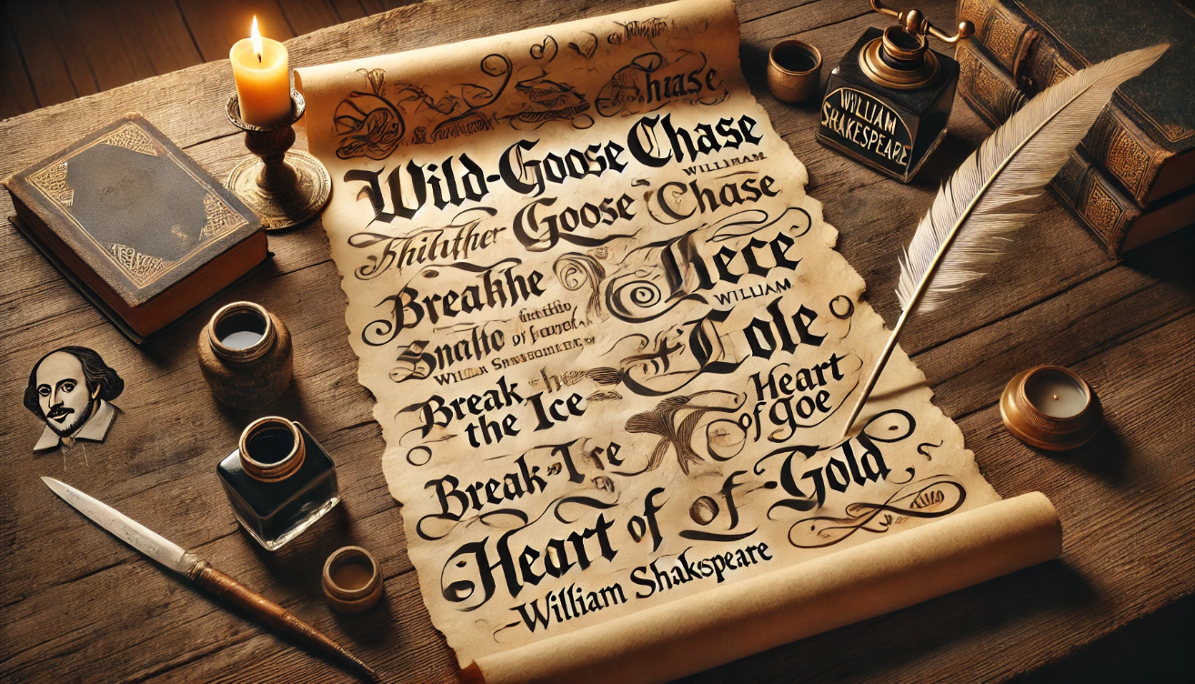 Shakespeare quotes on parchment

