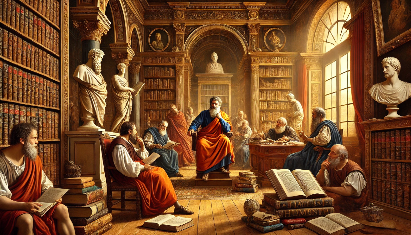 Renaissance scholar with philosophers

