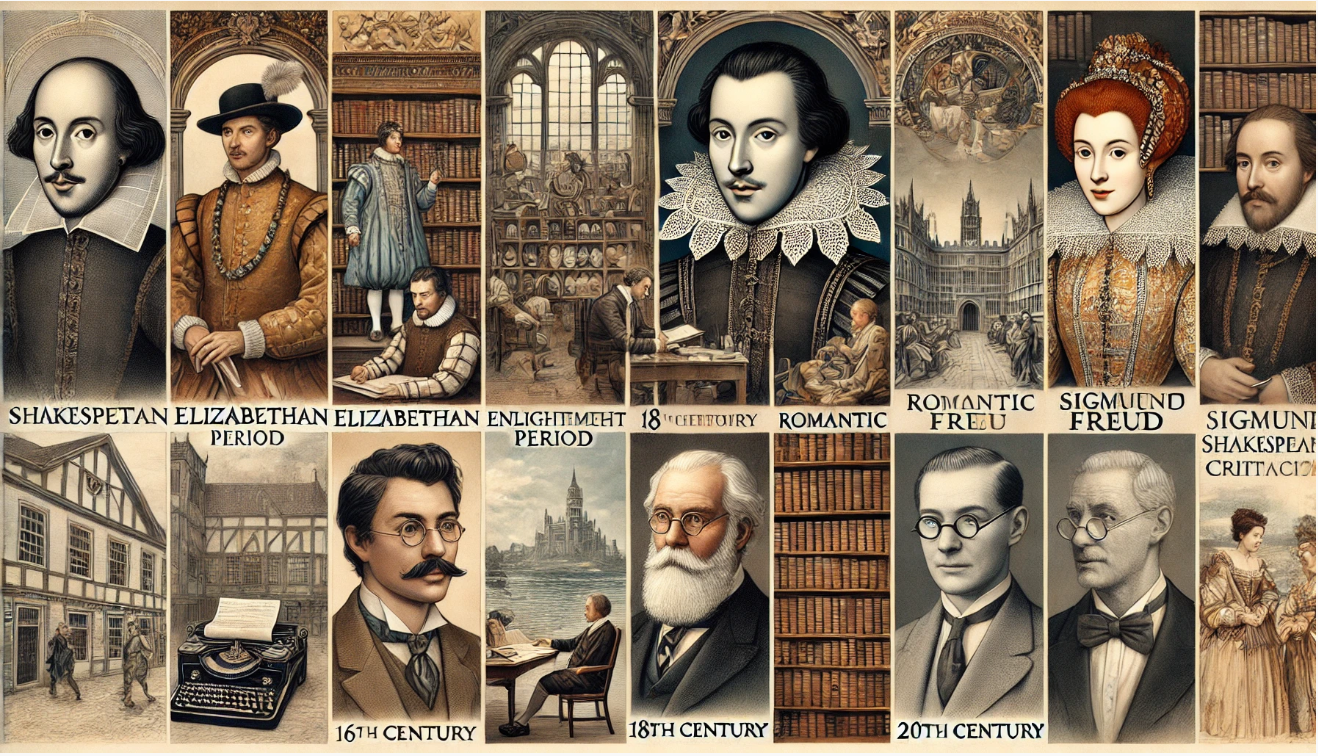 Shakespearean criticism timeline collage

