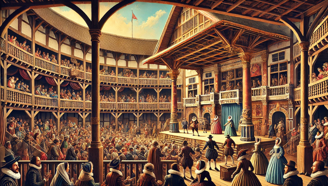 Globe Theatre performance illustration

