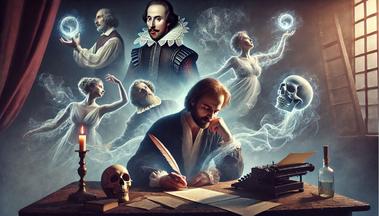 Shakespeare writing with characters

