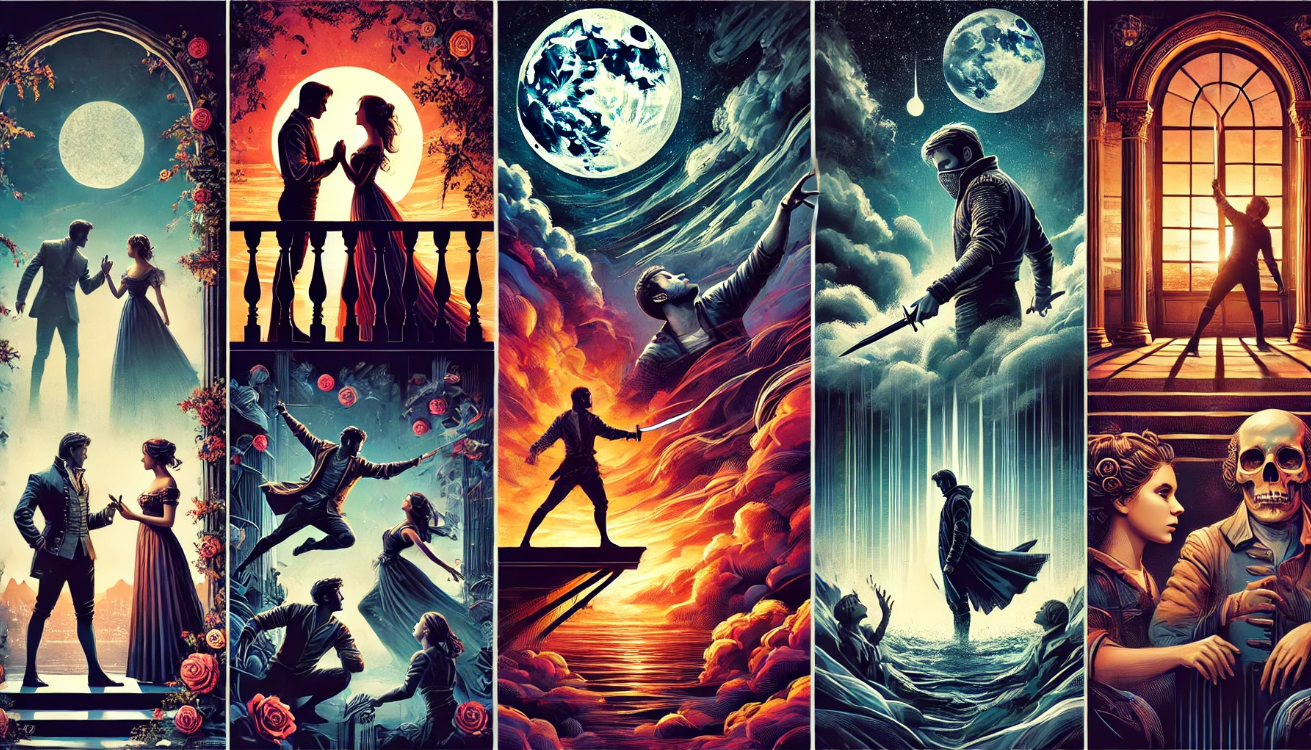 Shakespearean themes emotional collage 