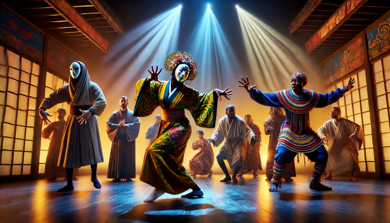 Multicultural Shakespeare stage performance

