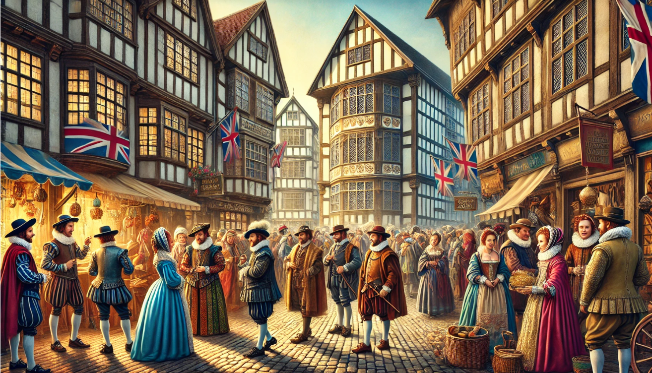 Elizabethan London street scene

