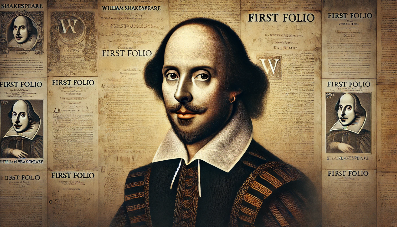"Shakespeare portrait with folio"

