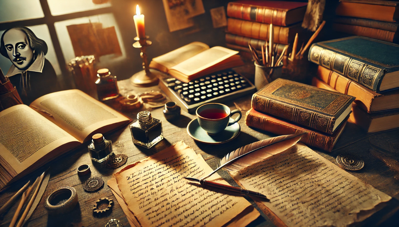 "Writer’s desk Shakespeare inspiration"

