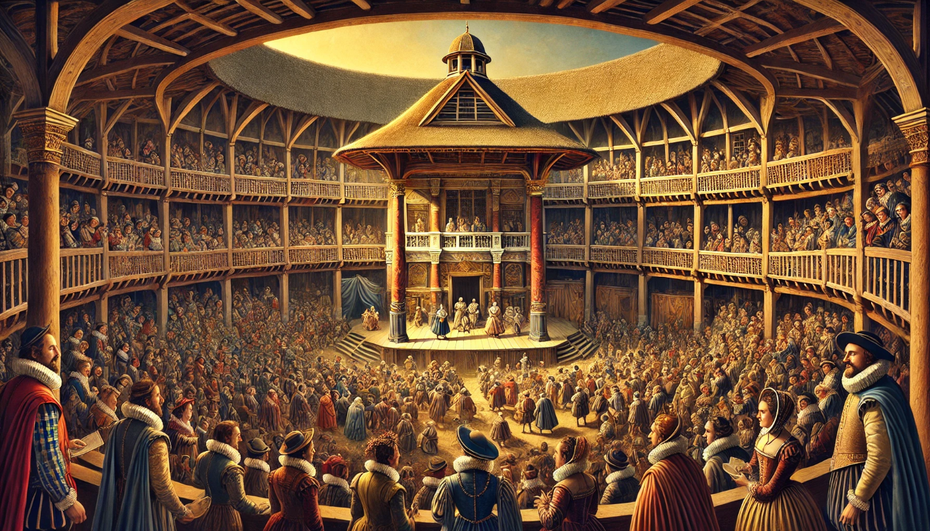 "Elizabethan Globe Theatre scene"

