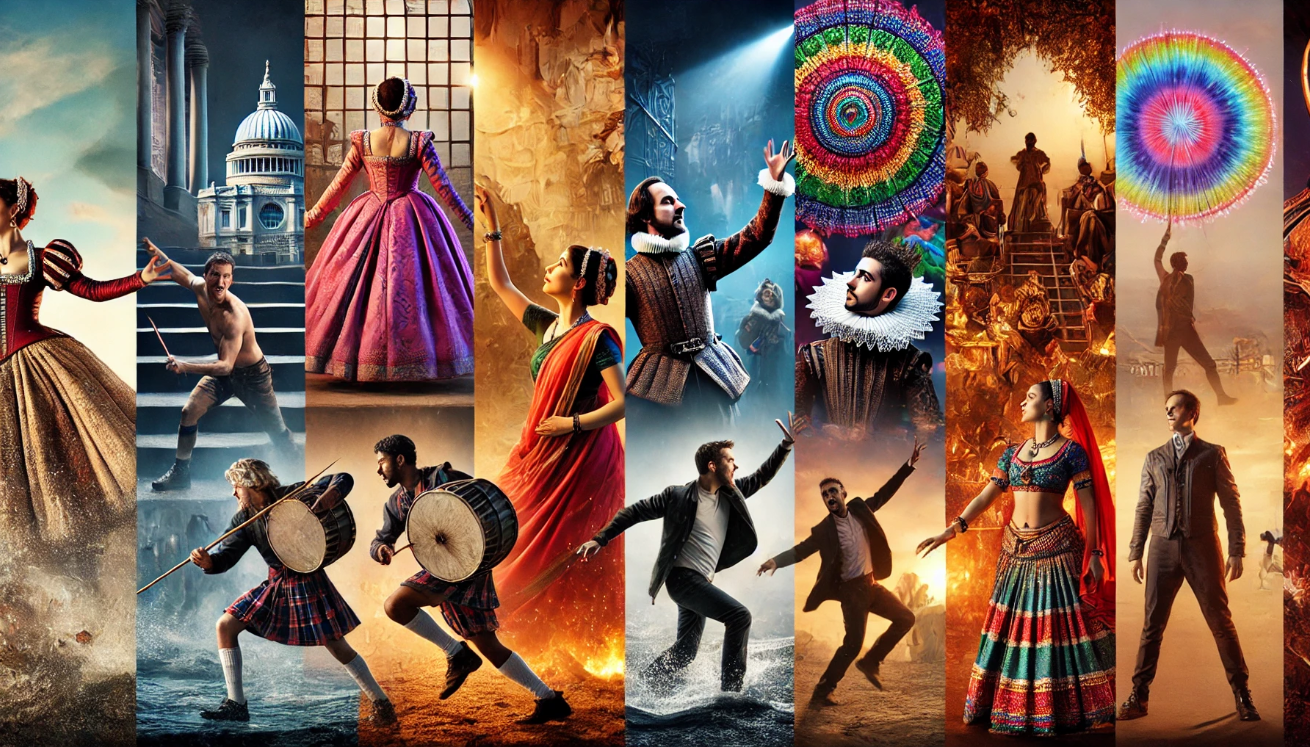 "Global Shakespeare adaptations collage"


