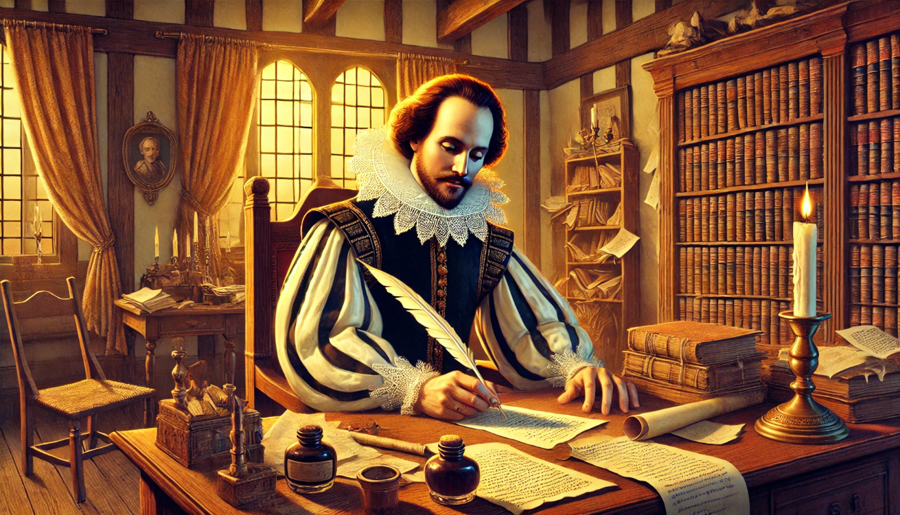 Shakespeare writing in study


