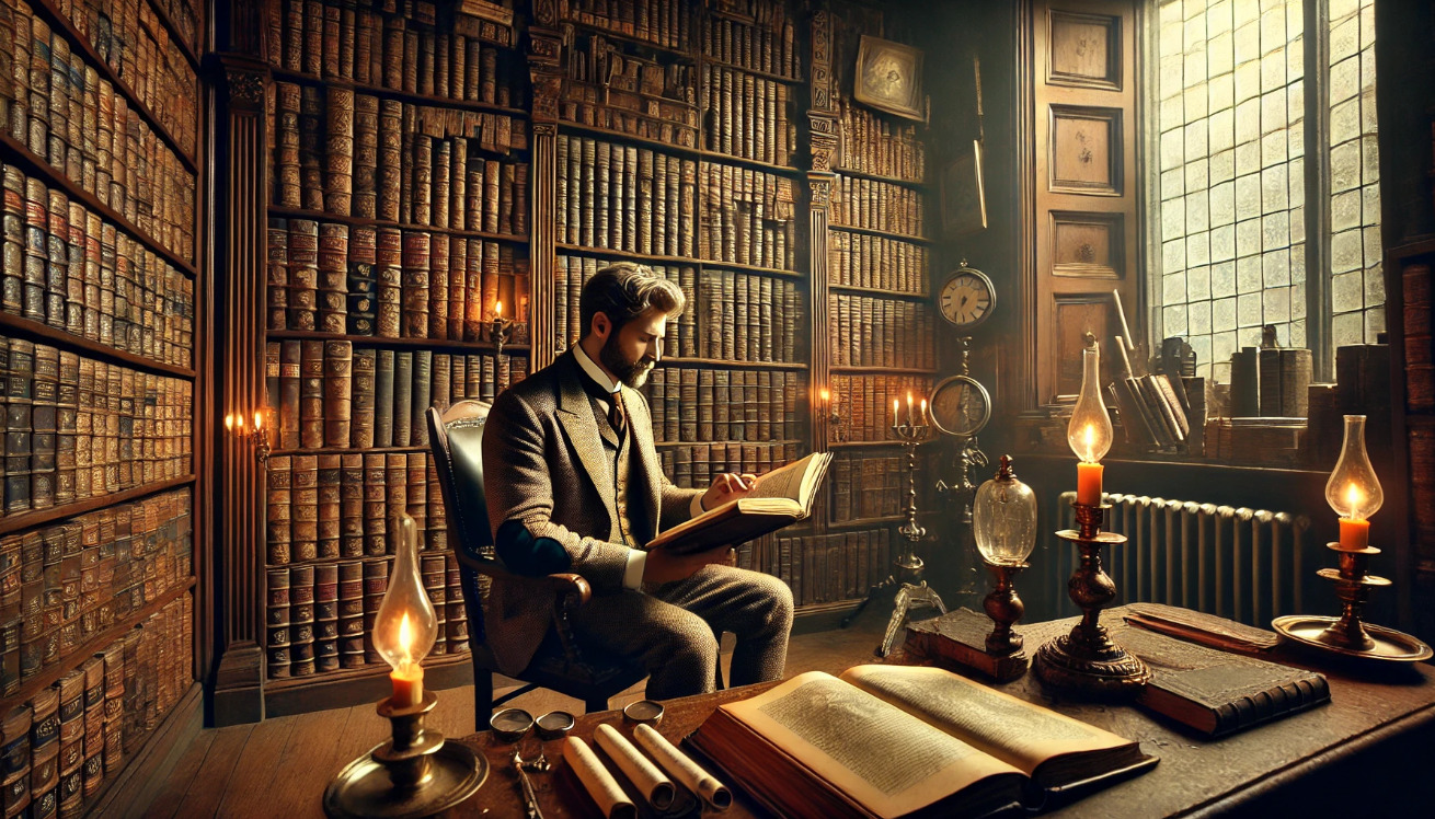 Victorian scholar reading Shakespeare

