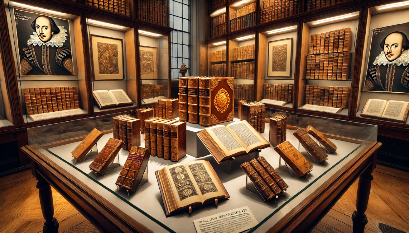 Vintage Shakespeare editions display

