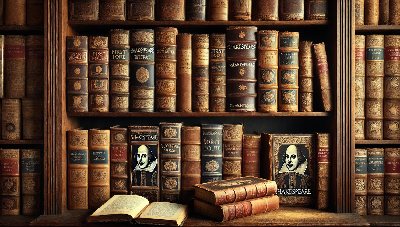 Antique Shakespeare bookshelf display

