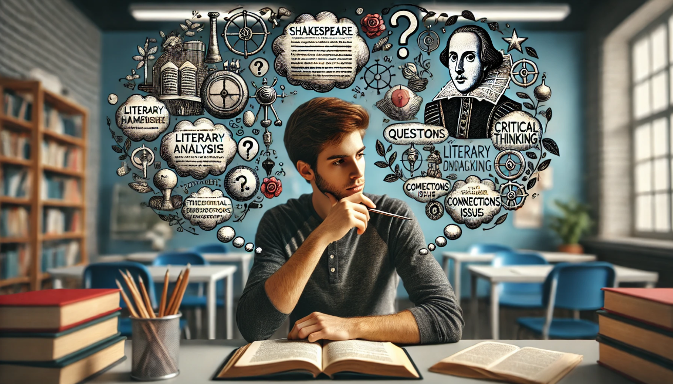 Student analyzing Shakespeare play

