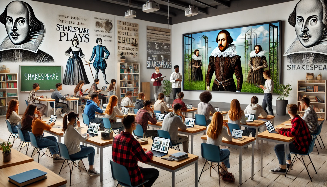 Students watching Shakespeare digitally

