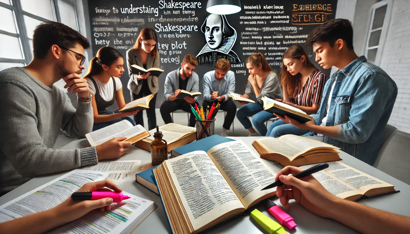 Students analyzing Shakespeare text


