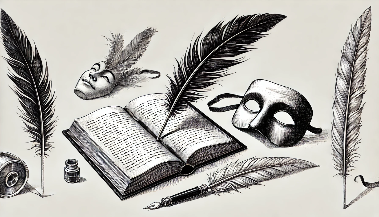 Quill book and mask

